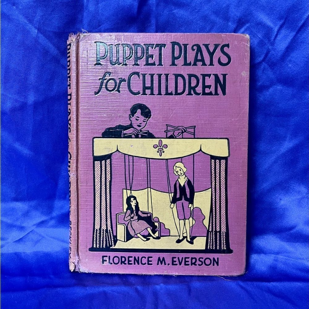 PUPPET PLAYS FOR CHILDREN Book 1929 Beckley-Card Purple Vtg Florence M. Everson